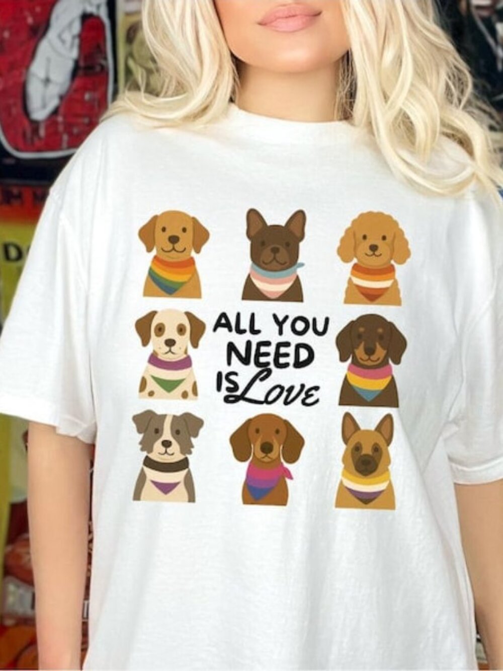 All You Need Is Love tshirt, LGBTQ Pride Shirt, Cute Dog Shirt, Rainbow Dog Tee